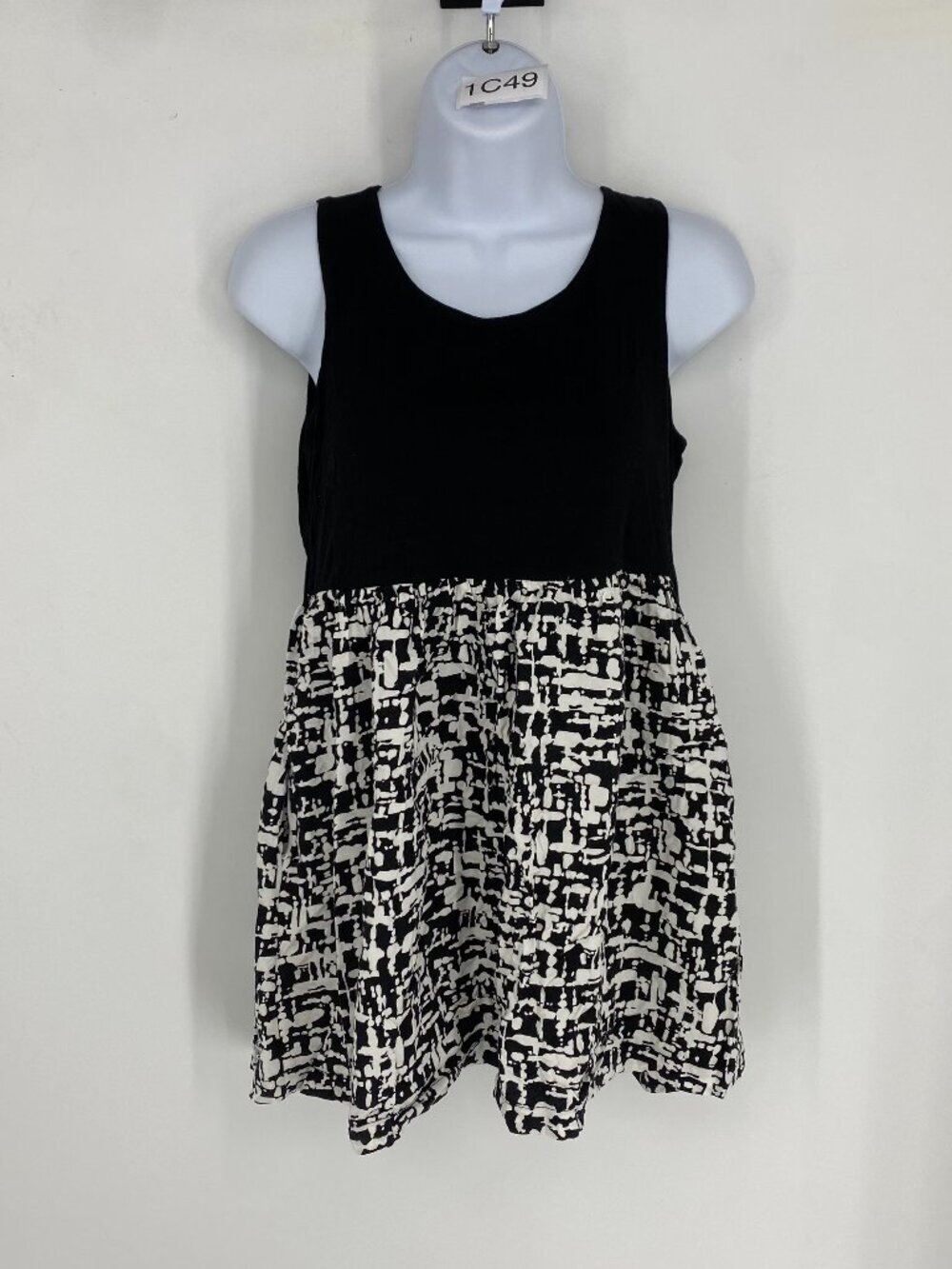 Vintage Y2K Forever 21 Peplum Tank Top Black White Going Out Top Medium